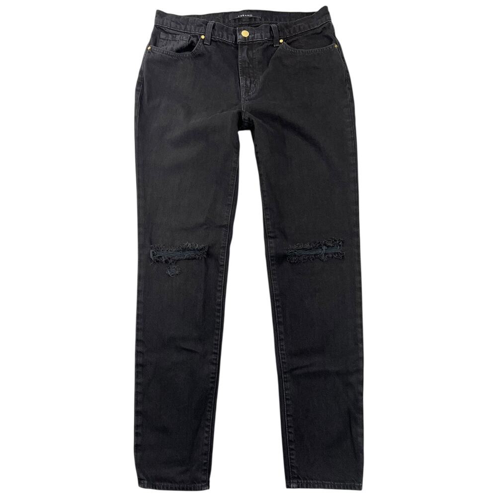 J Brand Jake in Goth Black Distressed Skinny Jeans Indie Sleaze Grunge Denim 27